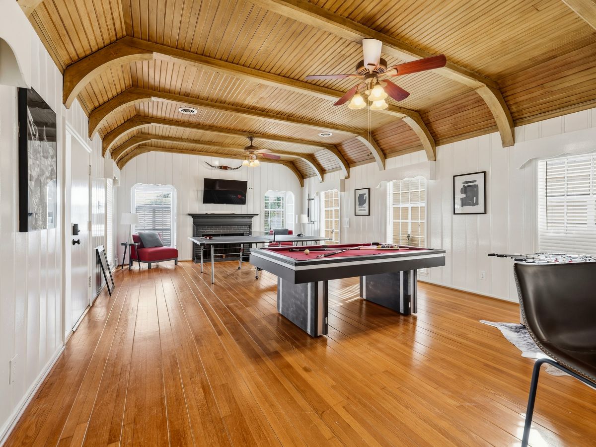 Challenge friends to a game under the soaring wooden ceiling beams, where pool and foosball await your next friendly competition.